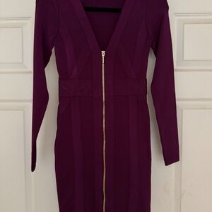 Guess Deep Purple Long Sleeve Dress